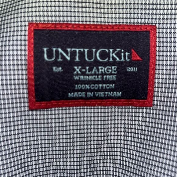 UNTUCKit LS Check Plaid Wrinkle Free Reg Fit Dress Shirt 100% Cotton Kamptaler - Picture 6 of 6